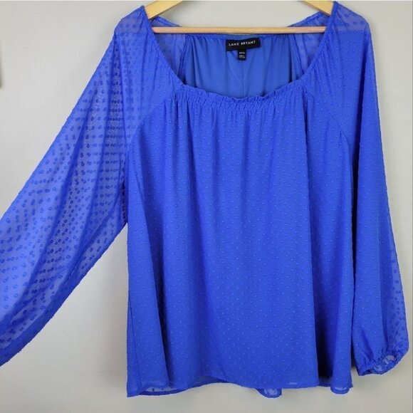 Lane bryant swiss dot blouse blue 14/16 - Picture 2 of 11